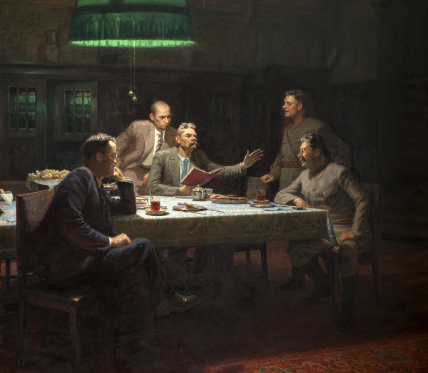 Gorky reads to Joseph Stalin, Kliment Voroshilov and Vyacheslav Molotov his fairy tale “Girl and Death”